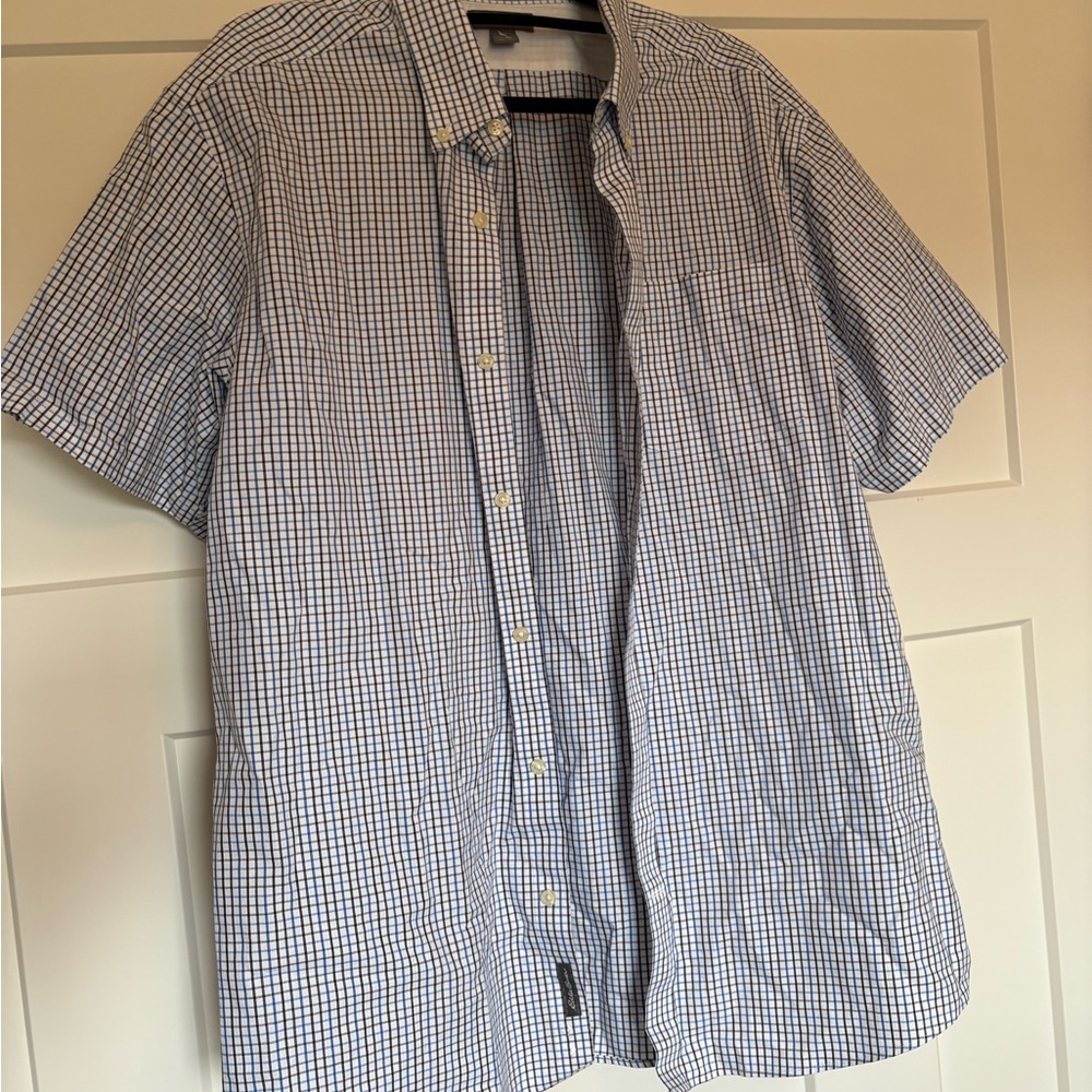 Eddie Bauer Blue and White Checkered Casual Shirt